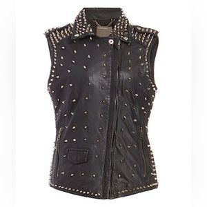MUUBAA LIMITED KATE SLEEVELESS STUDDED LEATHER BIKER VEST NWT 6